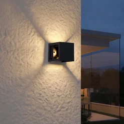 QAZQA Led-Außenleuchten|Außenwandleuchten*Moderne Wandleuchte Schwarz inkl. LED IP44 - Edwin Quadro