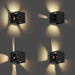 QAZQA Led-Außenleuchten|Außenwandleuchten*Moderne Wandleuchte Schwarz inkl. LED IP44 - Edwin Quadro