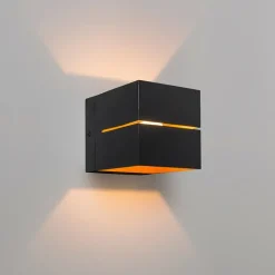 QAZQA Schlafzimmerlampen|Küchenlampen*Moderne Wandleuchte schwarz mit Gold 9,7 cm – Transfer Groove