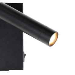 QAZQA Professional Wandleuchten|Wohnzimmerlampen*Moderne Wandleuchte schwarz mit verstellbarem USB - Croft