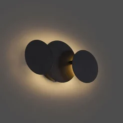 QAZQA Led-Wandleuchten|Wandleuchten*Moderne Wandleuchte Schwarz inkl. LED 3-Stufen Dimmbar 3-Lichter - Sunrise