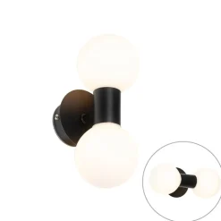 QAZQA Badezimmerlampen|Wandleuchten*Moderne Wandleuchte schwarz IP44 2-flammig - Cederic