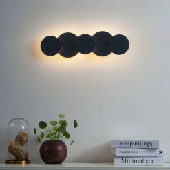 QAZQA Led-Wandleuchten|Wandleuchten*Moderne Wandleuchte Schwarz inkl. LED 3-Stufen-Dimmbar 5-Lichter - Sunrise