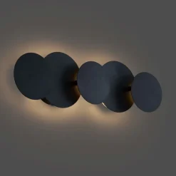 QAZQA Led-Wandleuchten|Wandleuchten*Moderne Wandleuchte Schwarz inkl. LED 3-Stufen-Dimmbar 5-Lichter - Sunrise