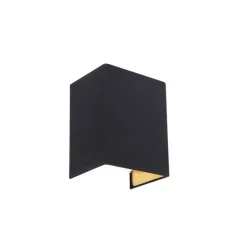 QAZQA Wandleuchten|Wohnzimmerlampen*Moderne Wandleuchte schwarz und gold mit Stoffschirm - Vete