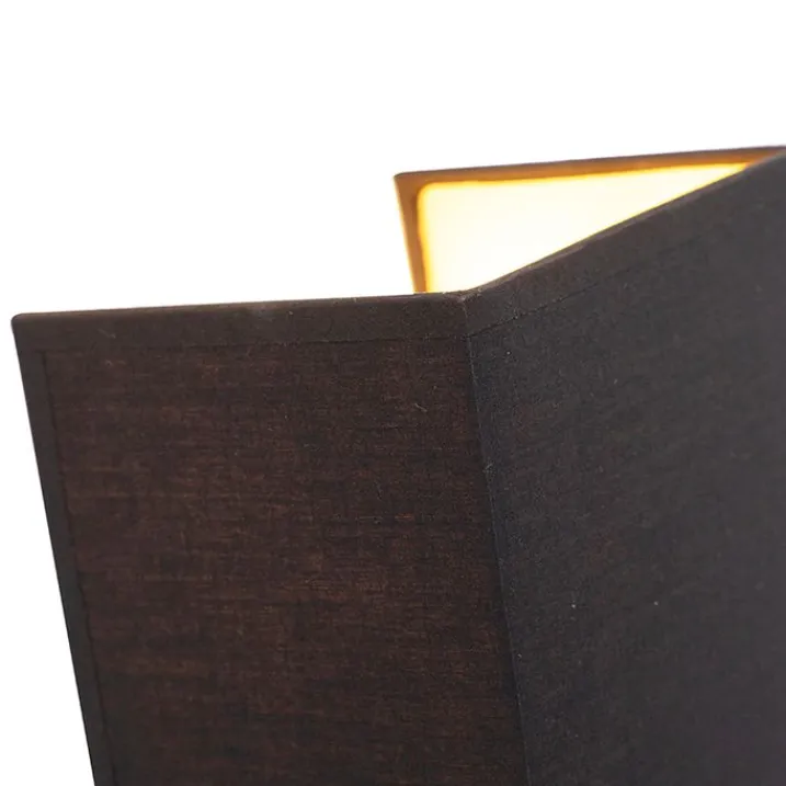 QAZQA Wandleuchten|Wohnzimmerlampen*Moderne Wandleuchte schwarz und gold mit Stoffschirm - Vete