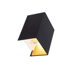QAZQA Wandleuchten|Wohnzimmerlampen*Moderne Wandleuchte schwarz und gold mit Stoffschirm - Vete