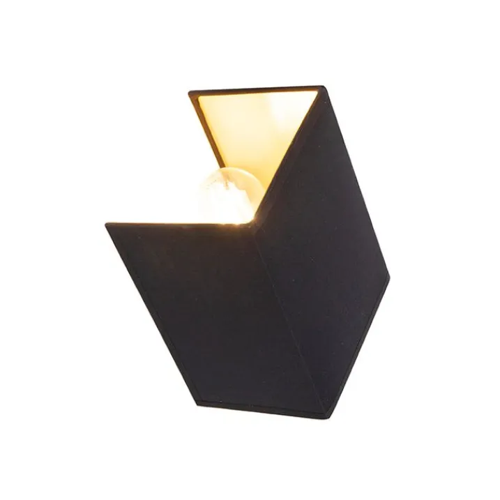 QAZQA Wandleuchten|Wohnzimmerlampen*Moderne Wandleuchte schwarz und gold mit Stoffschirm - Vete