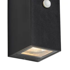 QAZQA Gartenbeleuchtung|Außenleuchten Mit Sensor*Moderne Wandleuchte schwarz IP44 mit Bewegungsmelder - Baleno II