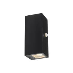 QAZQA Gartenbeleuchtung|Außenleuchten Mit Sensor*Moderne Wandleuchte schwarz IP44 mit Bewegungsmelder - Baleno II