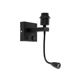 QAZQA Wandleuchten|Wohnzimmerlampen*Moderne Wandleuchte schwarz mit Flexarm - Brescia Combi