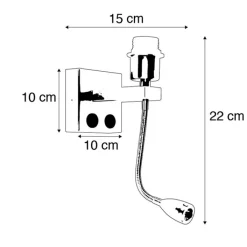 QAZQA Wandleuchten|Wohnzimmerlampen*Moderne Wandleuchte schwarz mit Flexarm - Brescia Combi