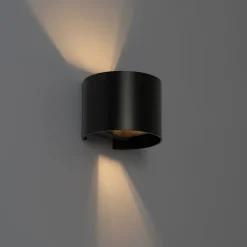 QAZQA Wandleuchten*Moderne Wandleuchte Schwarz mit rundem Lichteffekt - Edwin