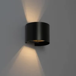 QAZQA Wandleuchten*Moderne Wandleuchte Schwarz mit rundem Lichteffekt - Edwin