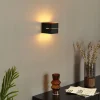 QAZQA Led-Wandleuchten|Akku Lampen*Moderne Wandleuchte schwarz mit goldener Innenseite inkl. LED und Touch-Dimmer wiederaufladbar - Joris Groove
