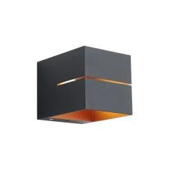 QAZQA Led-Wandleuchten|Akku Lampen*Moderne Wandleuchte schwarz mit goldener Innenseite inkl. LED und Touch-Dimmer wiederaufladbar - Joris Groove