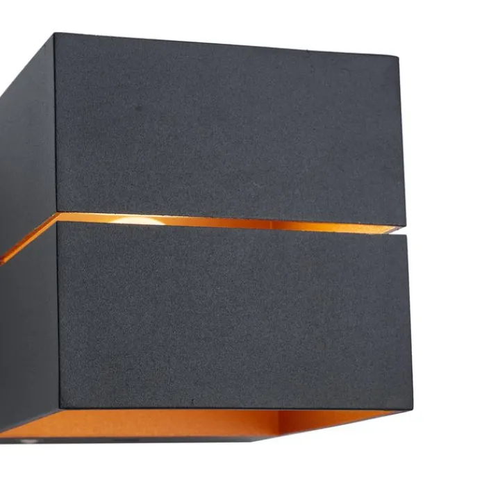 QAZQA Led-Wandleuchten|Akku Lampen*Moderne Wandleuchte schwarz mit goldener Innenseite inkl. LED und Touch-Dimmer wiederaufladbar - Joris Groove