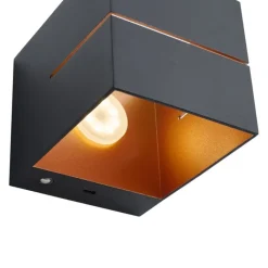 QAZQA Led-Wandleuchten|Akku Lampen*Moderne Wandleuchte schwarz mit goldener Innenseite inkl. LED und Touch-Dimmer wiederaufladbar - Joris Groove