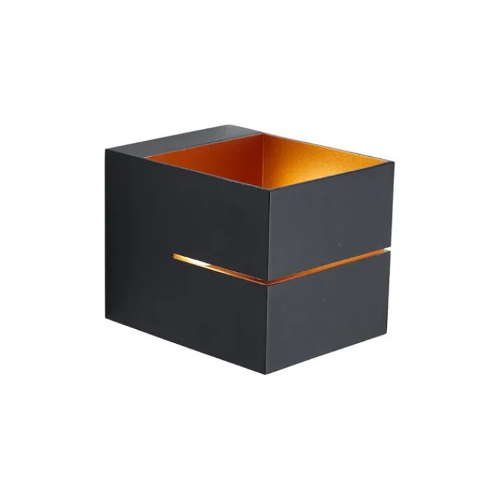 QAZQA Led-Wandleuchten|Akku Lampen*Moderne Wandleuchte schwarz mit goldener Innenseite inkl. LED und Touch-Dimmer wiederaufladbar - Joris Groove