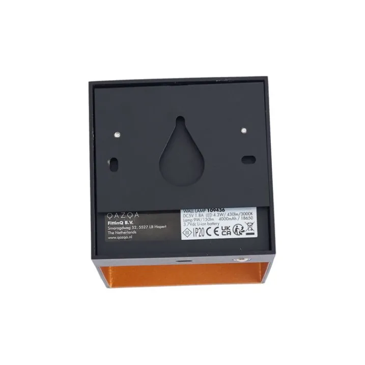 QAZQA Led-Wandleuchten|Akku Lampen*Moderne Wandleuchte schwarz mit goldener Innenseite inkl. LED und Touch-Dimmer wiederaufladbar - Joris Groove