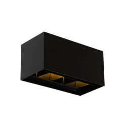 QAZQA Wandleuchten*Moderne Wandleuchte schwarz rechteckig 2-flammig - Edwin