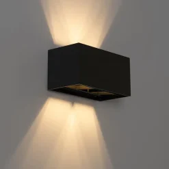 QAZQA Wandleuchten*Moderne Wandleuchte schwarz rechteckig 2-flammig - Edwin