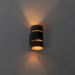 QAZQA Wandleuchten|Wohnzimmerlampen*Moderne Wandleuchte schwarz mit goldenem Innenleben – Ria