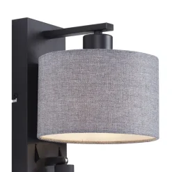 QAZQA Wandleuchten|Wohnzimmerlampen*Moderne Wandleuchte schwarz mit grauer Rund- und Leselampe – Apulien