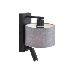 QAZQA Wandleuchten|Wohnzimmerlampen*Moderne Wandleuchte schwarz mit grauer Rund- und Leselampe – Apulien