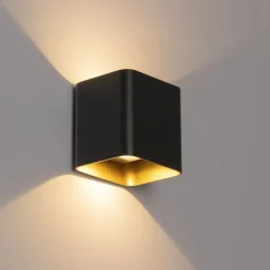 QAZQA Gartenbeleuchtung|Led-Außenleuchten*Moderne Wandleuchte schwarz inkl. LED IP54 quadratisch - Evi