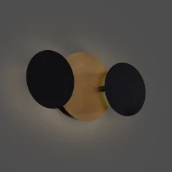 QAZQA Led-Wandleuchten|Wandleuchten*Moderne Wandleuchte Schwarz mit Gold inkl. LED 3-Stufen-Dimmbar 3-Lichter - Sunrise 3