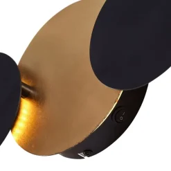 QAZQA Led-Wandleuchten|Wandleuchten*Moderne Wandleuchte Schwarz mit Gold inkl. LED 3-Stufen-Dimmbar 3-Lichter - Sunrise 3