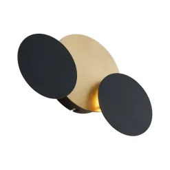 QAZQA Led-Wandleuchten|Wandleuchten*Moderne Wandleuchte Schwarz mit Gold inkl. LED 3-Stufen-Dimmbar 3-Lichter - Sunrise 3