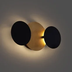 QAZQA Led-Wandleuchten|Wandleuchten*Moderne Wandleuchte Schwarz mit Gold inkl. LED 3-Stufen-Dimmbar 3-Lichter - Sunrise 3