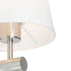 QAZQA Schlafzimmerlampen|Esszimmerlampen*Moderne Wandleuchte Stahl mit weißem Schirm - Pluk
