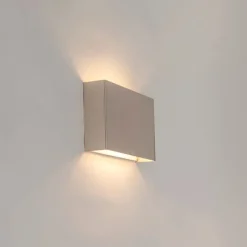 QAZQA Schlafzimmerlampen|Küchenlampen*Moderne Wandleuchte Stahl 2-flammig - Otan