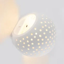 QAZQA Schlafzimmerlampen|Küchenlampen*Moderne Wandleuchte Weiß Gips Kugel mit Lichteffekt - Blur