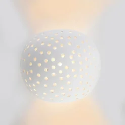 QAZQA Schlafzimmerlampen|Küchenlampen*Moderne Wandleuchte Weiß Gips Kugel mit Lichteffekt - Blur
