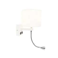 QAZQA Wandleuchten|Wohnzimmerlampen*Moderne Wandleuchte weiß mit weißem Schirm - Brescia