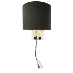 QAZQA Wandleuchten|Wohnzimmerlampen*Moderne Wandleuchte weiß mit Schirm Velours schwarz - Brescia
