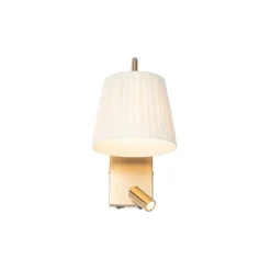 QAZQA Wandleuchten|Schlafzimmerlampen*Moderne Wandleuchte weiß und bronze mit Leselampe - Renier