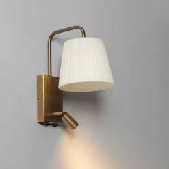 QAZQA Wandleuchten|Schlafzimmerlampen*Moderne Wandleuchte weiß und bronze mit Leselampe - Renier