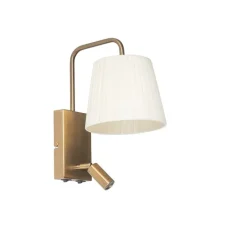 QAZQA Wandleuchten|Schlafzimmerlampen*Moderne Wandleuchte weiß und bronze mit Leselampe - Renier