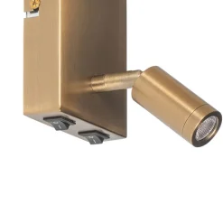 QAZQA Wandleuchten|Schlafzimmerlampen*Moderne Wandleuchte weiß und bronze mit Leselampe - Renier