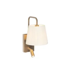 QAZQA Wandleuchten|Schlafzimmerlampen*Moderne Wandleuchte weiß und bronze mit Leselampe - Renier