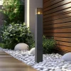 QAZQA Gartenbeleuchtung|Stehlampen Außen*Moderne Wegeleuchte schwarz mit Rauchglas 70cm mit Dämmerungssensor IP44 - Dänemark