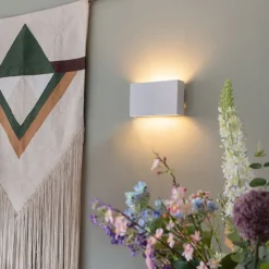 QAZQA Schlafzimmerlampen|Küchenlampen*Moderne weiße rechteckige 2-Licht-Wandleuchte - Otan