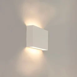 QAZQA Schlafzimmerlampen|Küchenlampen*Moderne weiße rechteckige 2-Licht-Wandleuchte - Otan