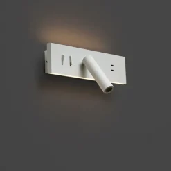 QAZQA Schlafzimmerlampen|Küchenlampen*Moderne weiße verstellbare Wandleuchte mit USB-C inkl. LED - Modric