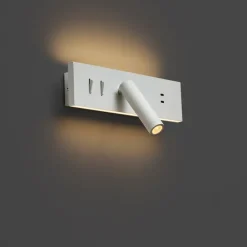 QAZQA Schlafzimmerlampen|Küchenlampen*Moderne weiße verstellbare Wandleuchte mit USB-C inkl. LED - Modric